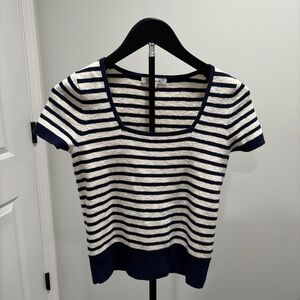 Madewell Navy & White Striped Short Sleeve Scoop Tee